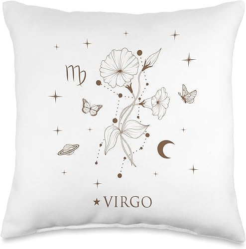 Astrology Horoscope Sign Botanical Butterfly NS Almohada del mes de nacimiento de septiembre, con diseño de flores Cottagecore Stars Virgo del Astrology Horoscope Sign Botanical Butterfly NS Almohada del mes de nacimiento de septiembre, con diseño de flores Cottagecore Stars Virgo del