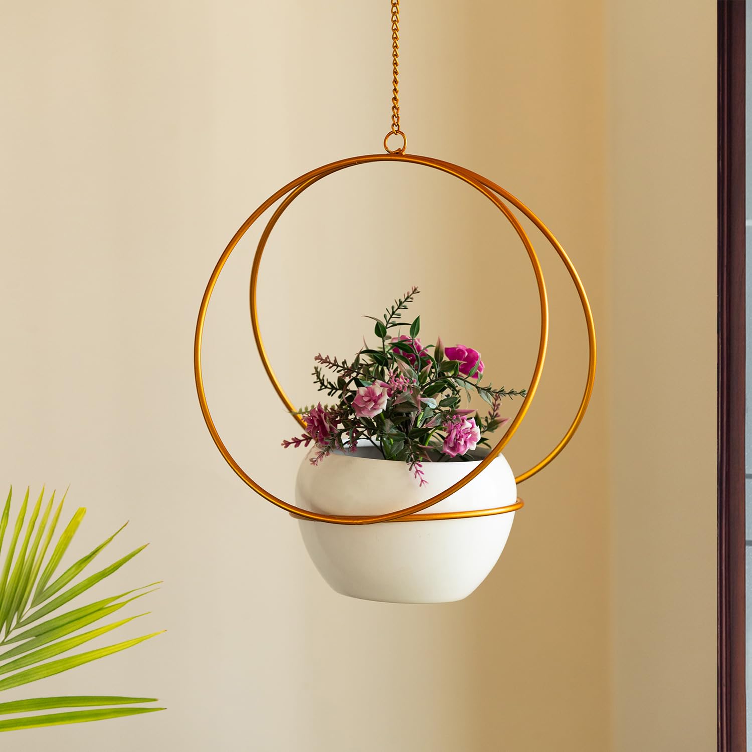 ExclusiveLane Golden Hoops Iron Hanging Planters for Balcony Living Room (10.4 Inch) | Iron Hanging Pots Hanging Flower Pots Hanging Pots for Plants for Balcony Railing Hanging Decoration Items (B0D4ZCT482) Amazon Price History, Amazon Price Tracker