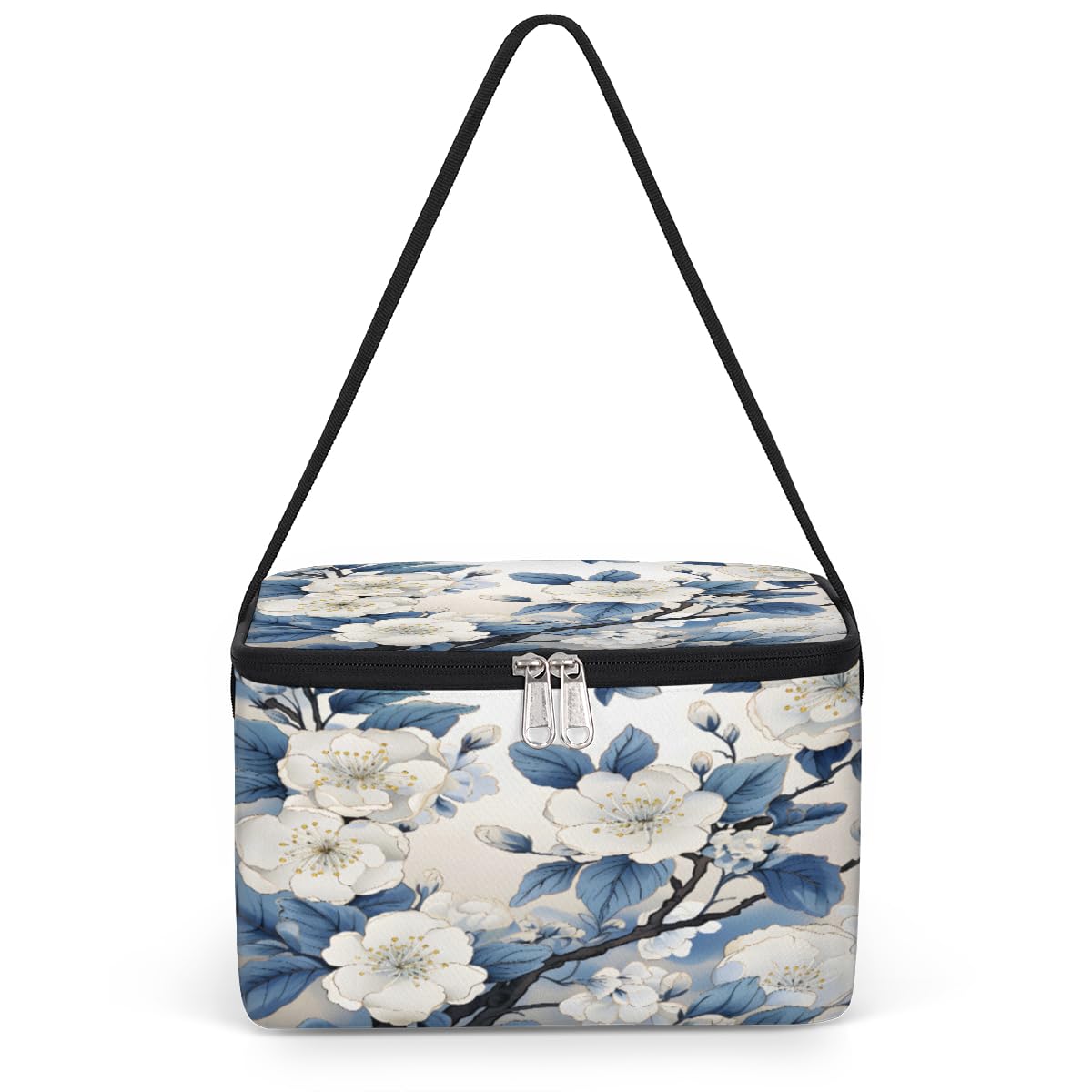 GzLeyigou Cherry Blossoms Lunch Bags for Women Men 9 Cans, Hot & Cold Food Delivery Bag Insulated Grocery Bag Insulated Lunch Box Flower Cooler Bag for Office Work Picnic Beach