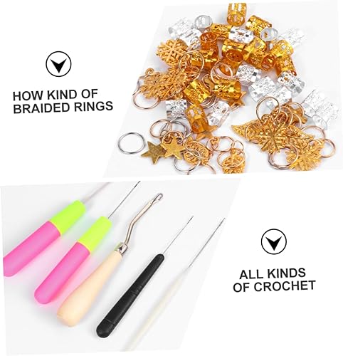 Miniatura 9 de EXCEART 68 piezas de rastas de ganchillo peluca de ganchillo cubierta de rastas gancho agujas de tejer trenzas herramientas de tejer pinzas de pelo