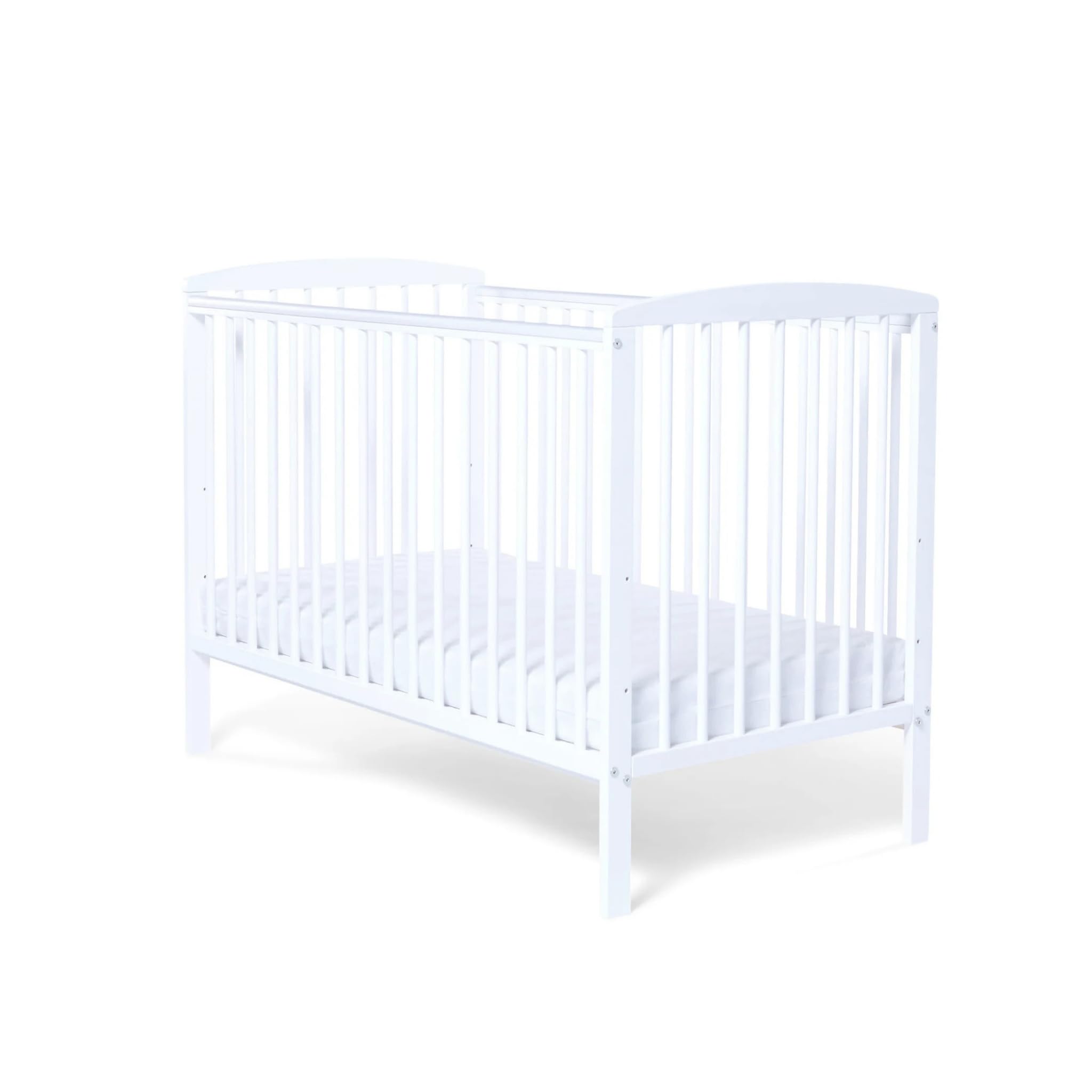 Starlight Culla di Baby Elegance | Lettino in legno bianco con altezze regolabili, barre per dentizione resistenti e design compatto | Letto per neonati ideale per piccoli spazi | Materasso venduto