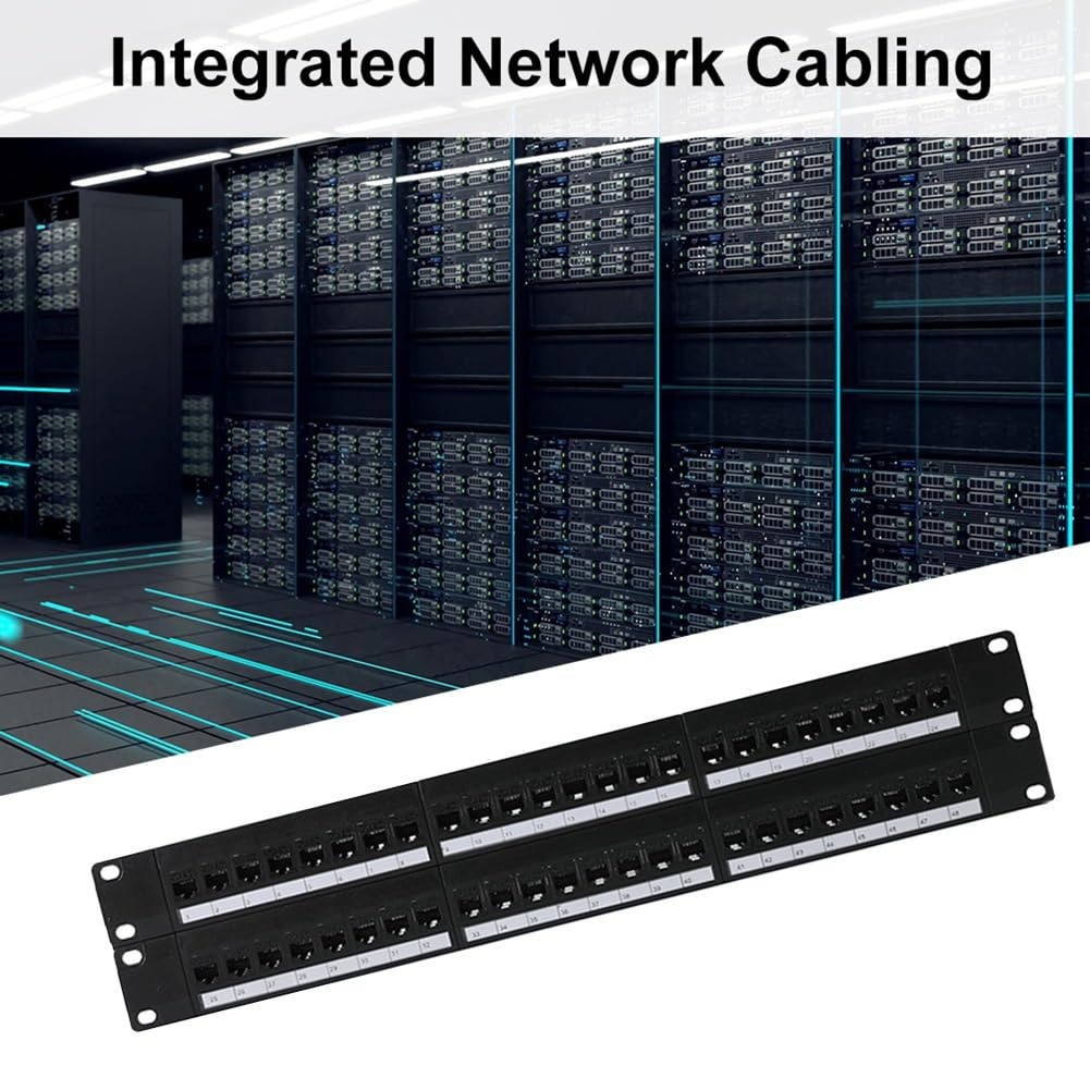 Adaptateur de Câble Réseau RJ45 48 Ports Rack Panneau de Brassage CAT6 Droit Cadre de Distribution Ethernet