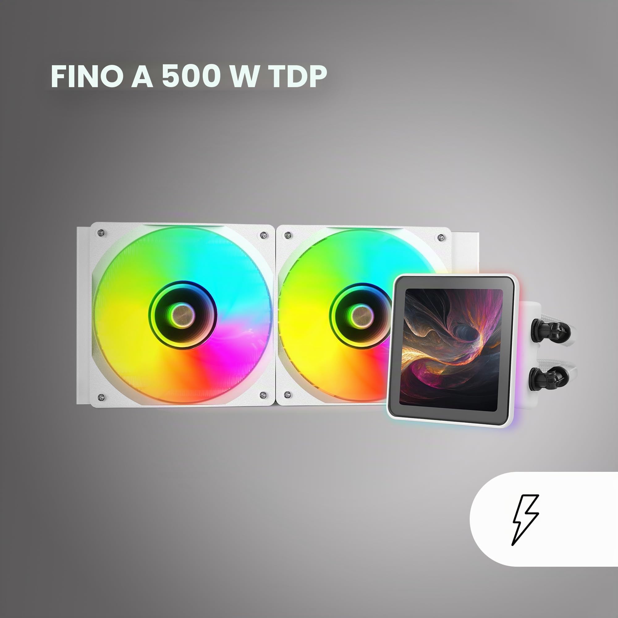 Mars Gaming ML-VISIONPRO240, Raffreddamento a Liquido AIO, TDP 500W, 2x Ventole ARGB 120mm FDB con Nucleo in Rame e Alluminio, Schermo LCD IPS 4” Rimovibile, Opti-Chamber 3a Generazione, Bianco