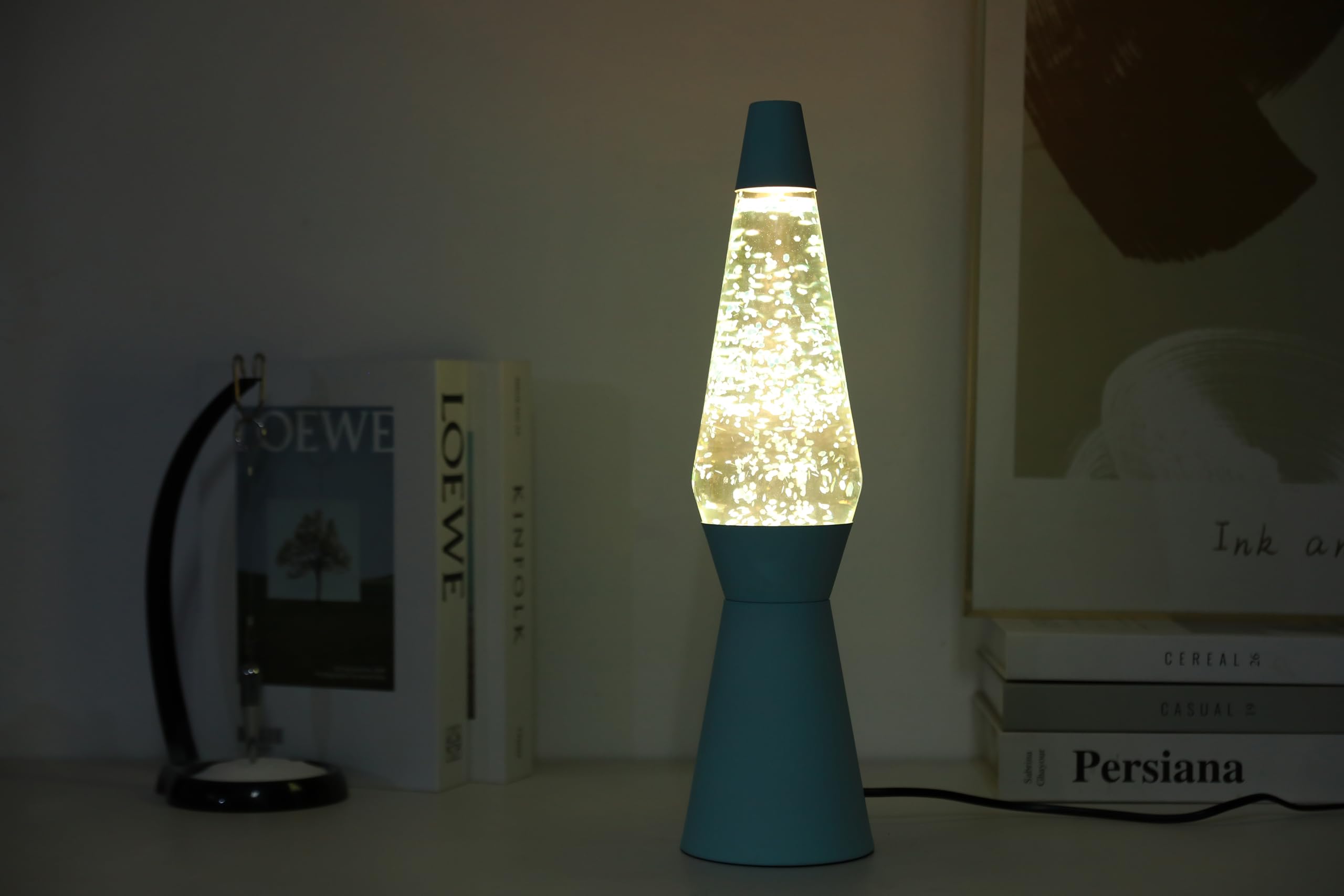 I-TOTAL - Płynna lampa lawowa 40 cm (pastelowy zielony brokat Spaceship)