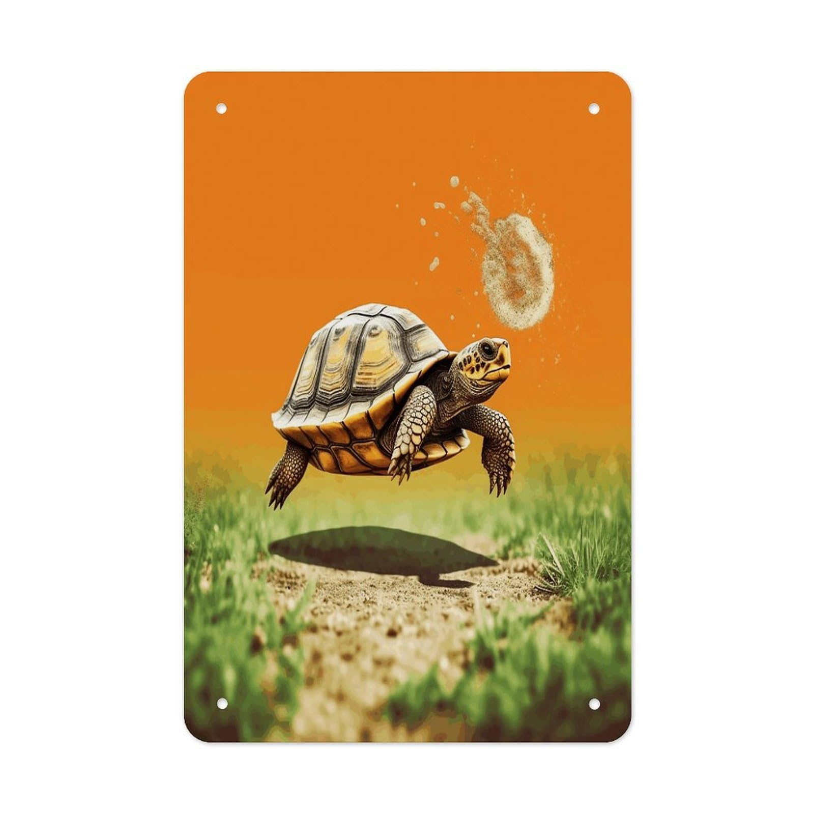 Tortoise Turtle Jumping Metal Tin Sign Wall Decor Funny Retro Sign Weatherproof Metal Wall Art for Indoor Or Outdoor Retro Tin Signs for Kitchen Office Home Bar Decor 11.8 X 7.9 Inch