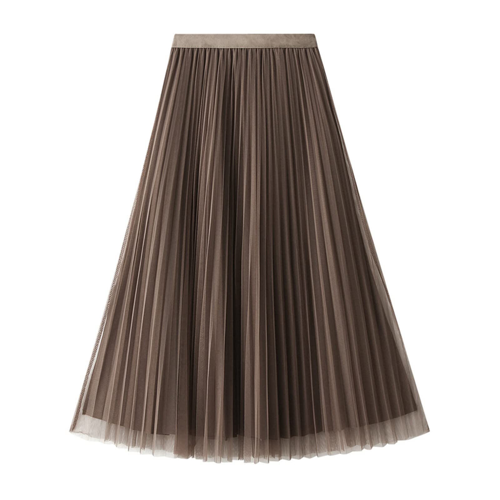 Damen Reversible Tüllrock Midi A-Linie Elastisch Hohe Taille Elegant Faltenrock Ballett Abschlussball Party Rock mit Ornament für Damen Mädchen