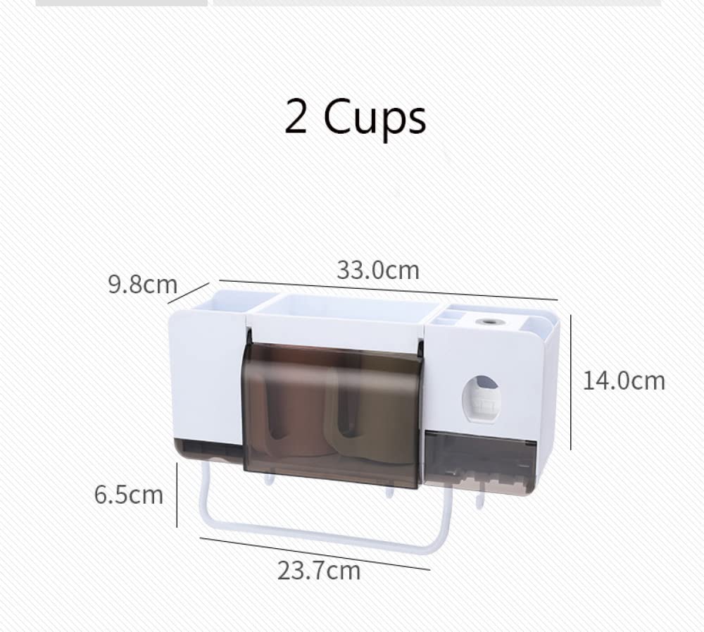 Exprimidor AutomáTico De Pasta De Dientes, Soporte Multifuncional para ArtíCulos De BañO, Soporte De Pared para Cepillo De Dientes con Ventosa para Toallero De Barra