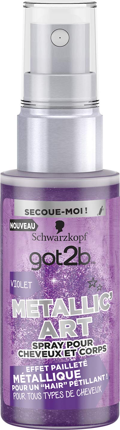 Got2B Metallic'Art Temporäres Haarfärbespray für Haar & Körper, Glitzereffekt, metallisch, Violett, 50 ml