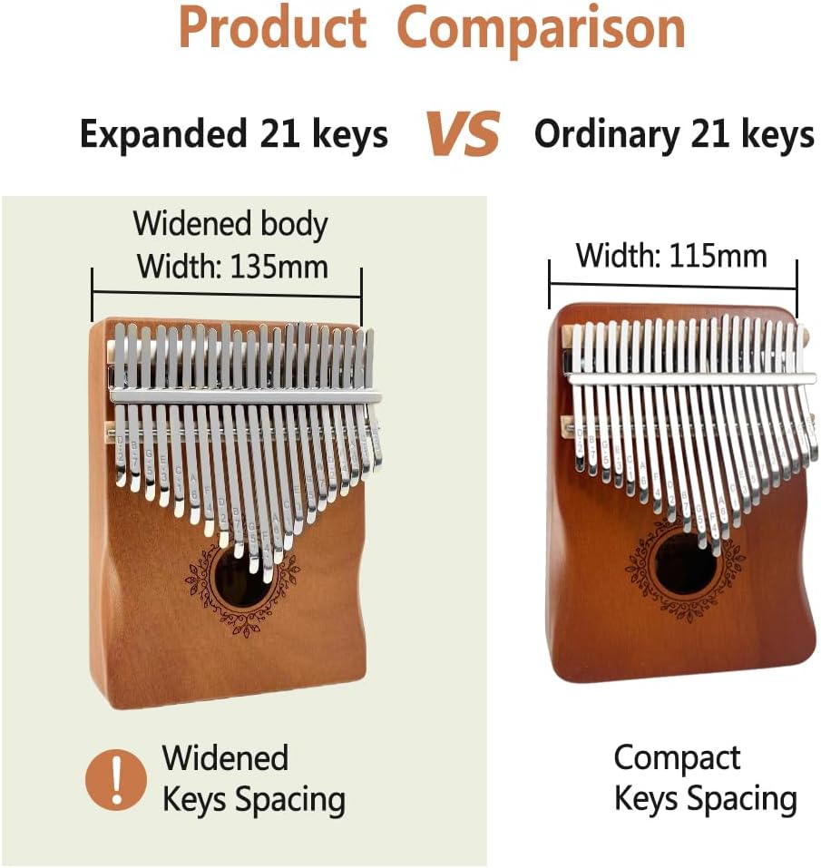 Vetimobato 21 Key Kalimba Thumb Piano - Portable Mbira Finger Piano for Adults Beginners, Handcrafted Wooden Mini Musical Instrument with Tune Hammer & Carry Bag - Ideal Gift for Music Lovers