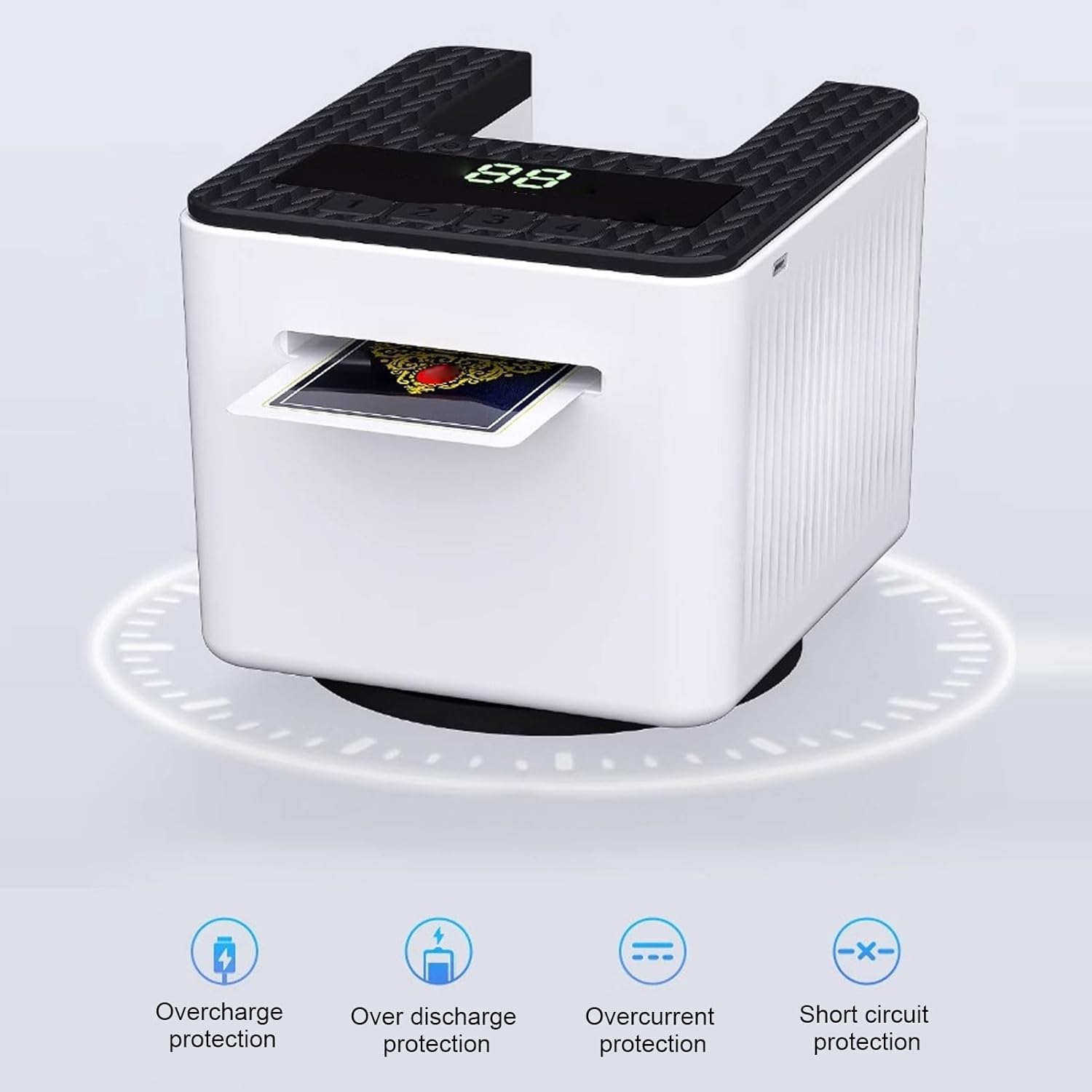 CCYLEZ Automatic Poker Dealer Machine, 360° Electric Card Shuffler for 4 Players, Supports 2 Decks, Programmable Game Modes, 4000 Rechargeable Battery