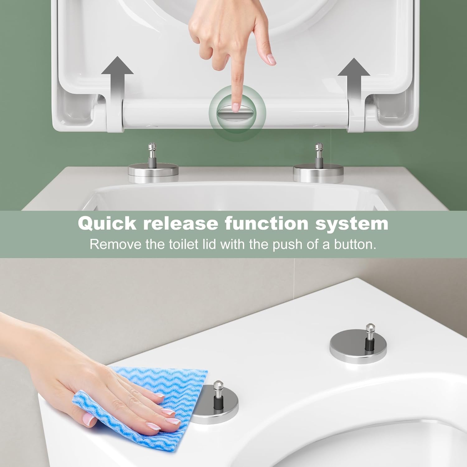 WC-Sitz D-Form Soft-Close mit Kindersitz – UF Duroplast, Quick-Release, verstellbare Scharniere, leicht zu reinigen – European Large D Fully Surrounded UF Mother-Child Cover UF + PP Sub-Cover