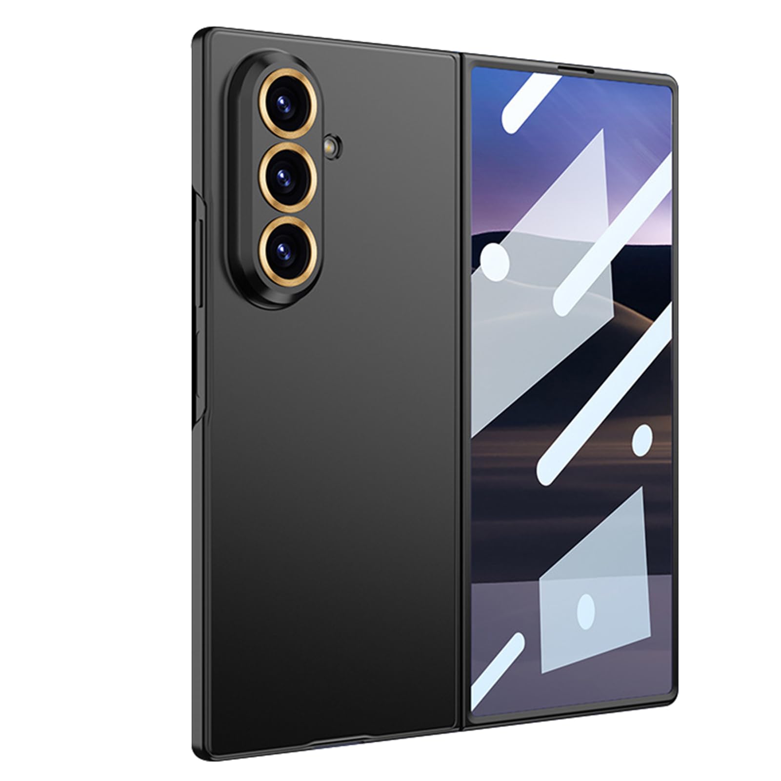 Ultra cienkie etui do Samsung Galaxy Z Fold 8 Ultra, folia ze szkła hartowanego, odporna na wstrząsy, osłona aparatu, odporna na zarysowania, matowa obudowa (czarna)