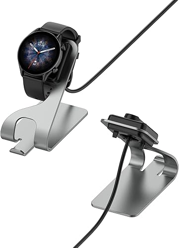 Miniatura 3 de TenCloud Accesorios de cargador para reloj inteligente compatibles con Amazfit T-Rex UltraGTR3GTS3GTR4GTS4T-Rex 2 estación de carga de metal con