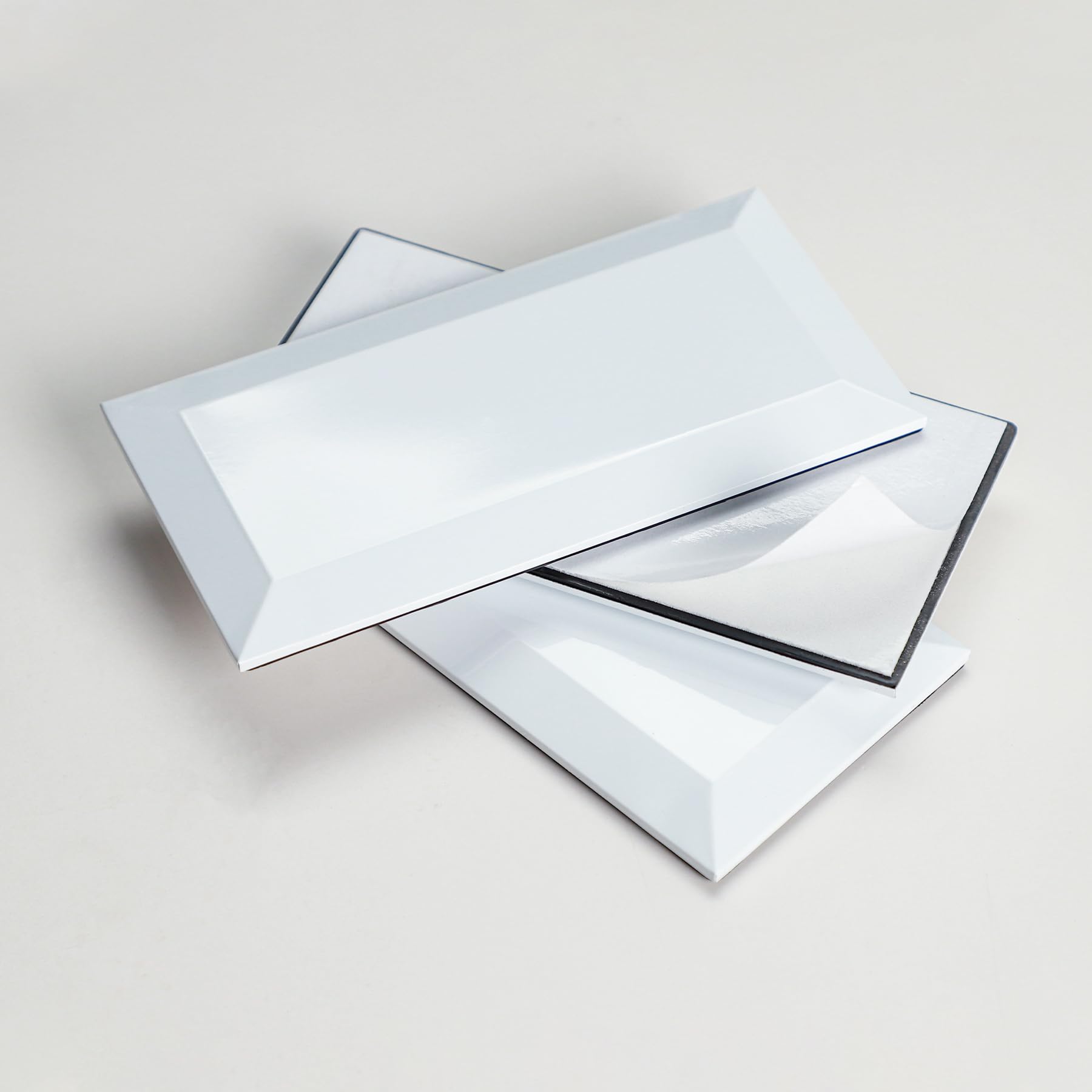 CASAPALACE Subway Tile Peel and Stick Backsplash, 3" x 6" Aluminum Bevel Edge Stick on Backsplash for Kitchen Bathroom (44 Pieces, White)