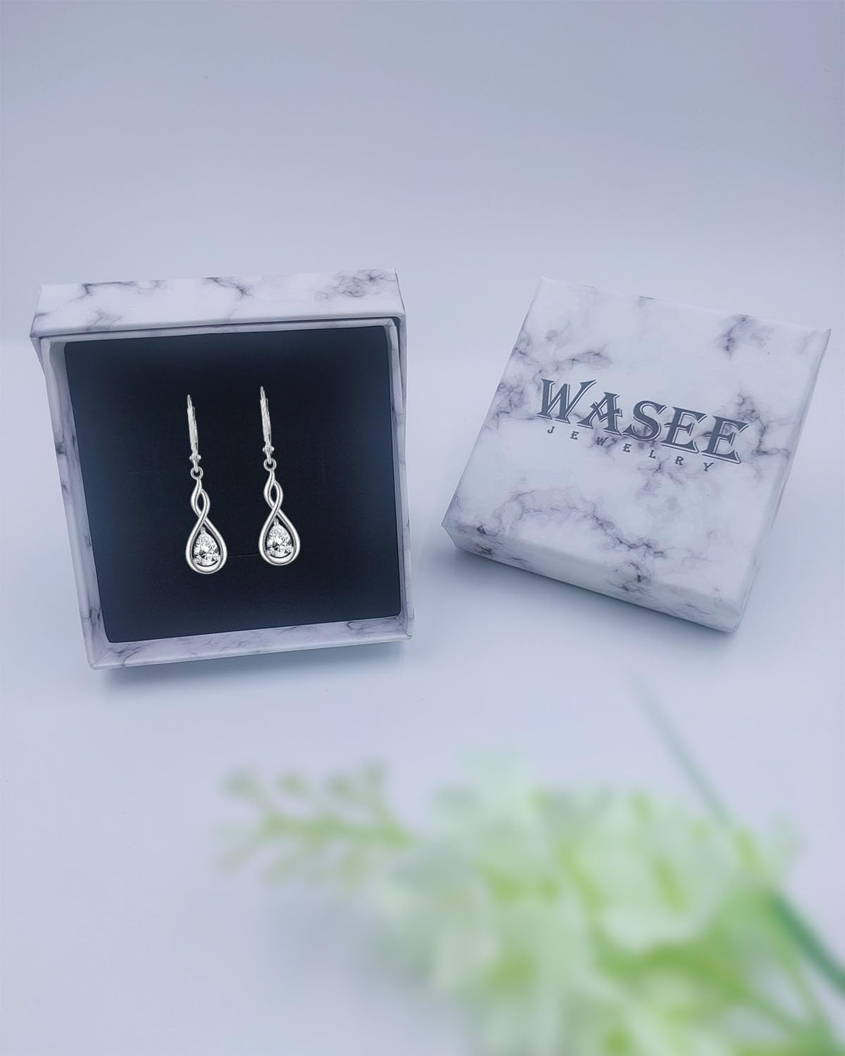 Infinity Birthstone Earrings 925 Sterling Silver Pear Birthstone Dangle Earrings Birthday Mothers Day Anniversary Christmas Earrings Jewelry for Women - Image 6