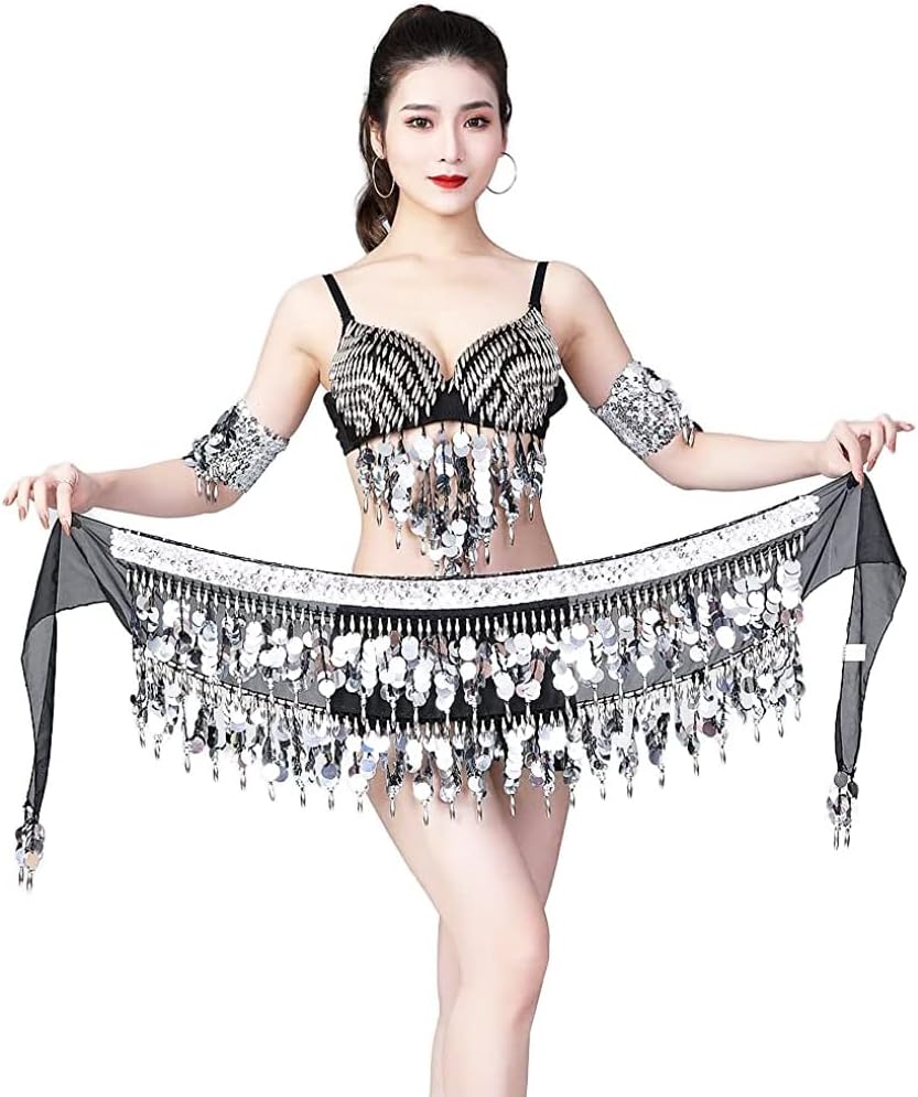 Nimiman Sequin Coins Fringe Belly Dance Hip Scarves Tassel Dance Belt Skirt for Women - Image 3