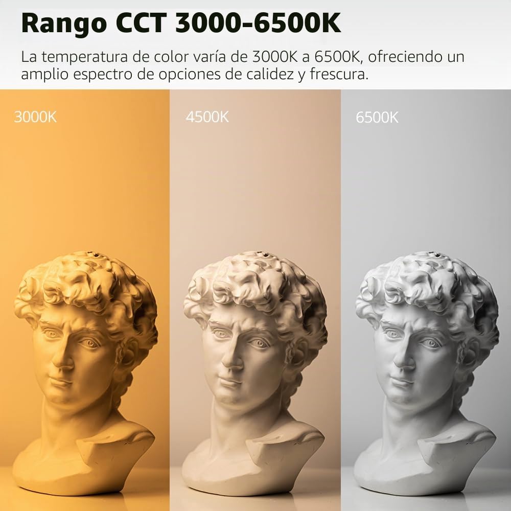 Kit de iluminación de fotografía Softbox, 2 x Kit de iluminación AMBITFUL de 65 cm con Soporte de luz de trípode de 2 m y 2 Bombillas LED Bicolor de 50 W 3000-6500 K, iluminación Continua LED
