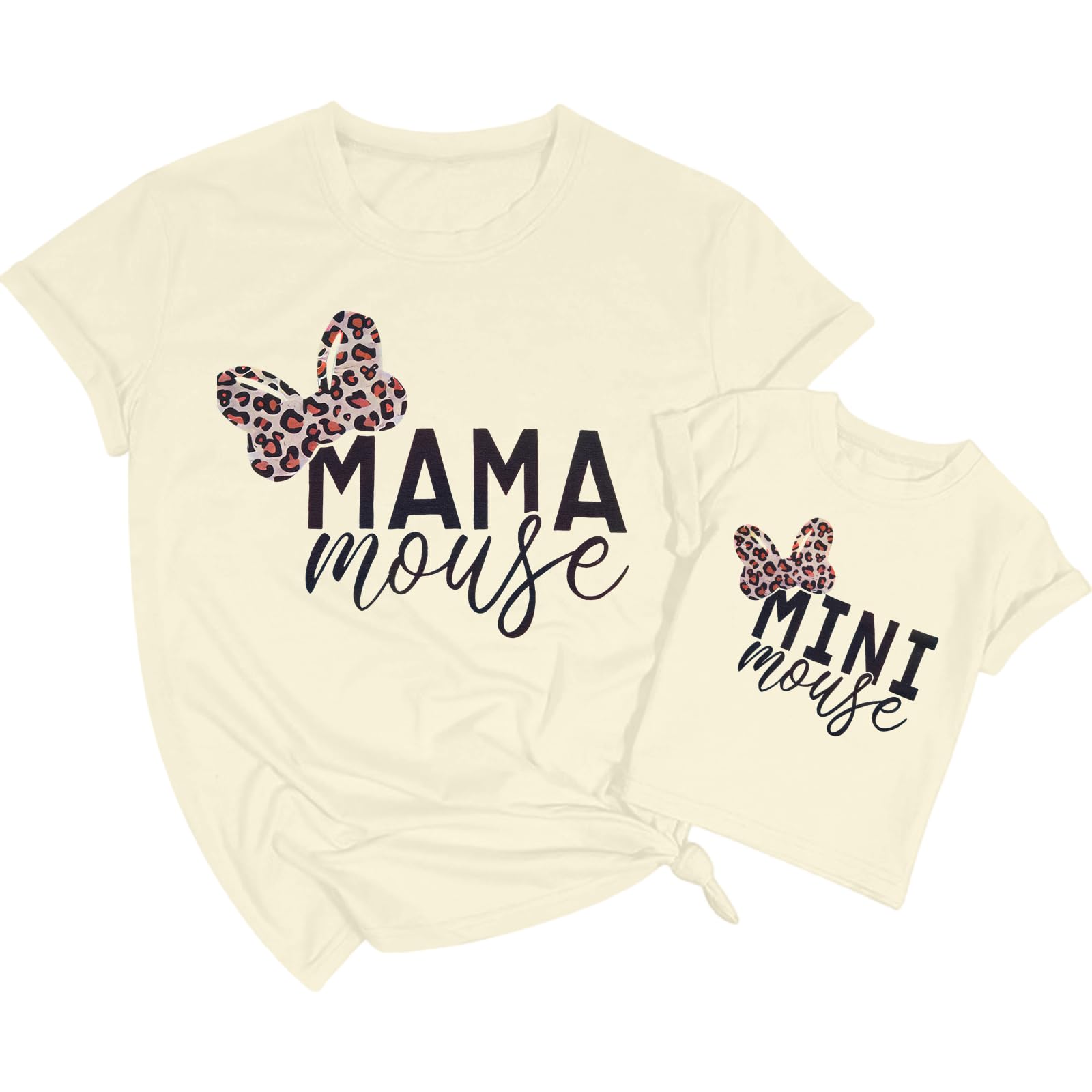 Mommy and Me Matching Shirt Outfit Mama Mini Leopard Love Heart Tshirt Mom Daughter Family Matching Set Clothes