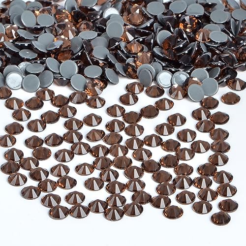 Image of Bymitel Hotfix Crystal Rhinestones Round Gems Iron on DIY Jewelry Making Flat Back for Crafts,Smoked Topaz, 2mm(SS6 /2880pcs)