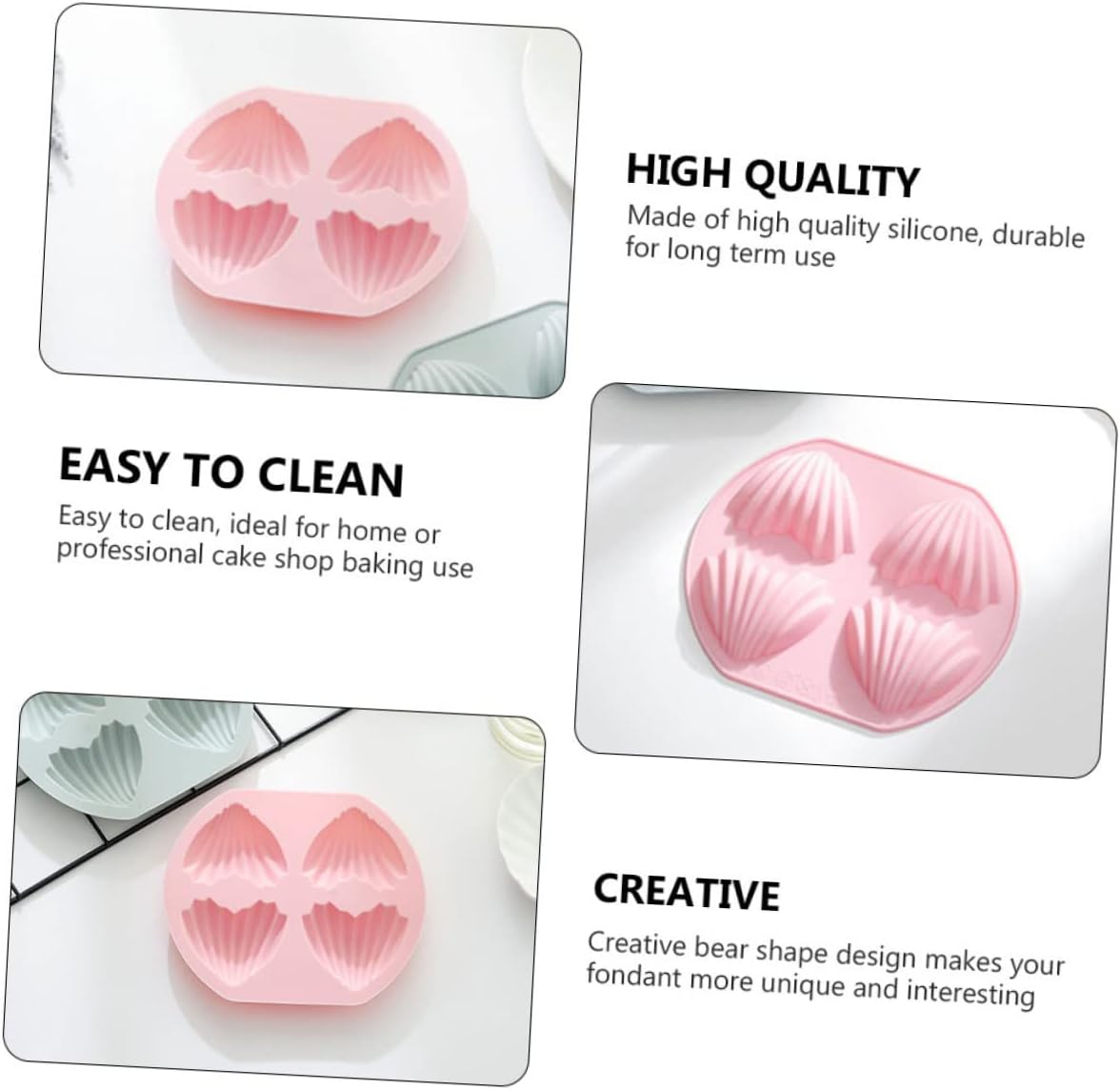 Luxshiny 4Pcs Heart Shape Silicone Cavity Nonstick Madeleine Baking Molds for Cake for Baking Enthusiasts Easy to and Use for Home Professional