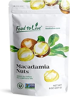 Food to Live Whole Macadamia Nuts, 8 Ounces – Non-GMO Verified, Raw, Unsalted, Unroasted, Keto Friendly, Kosher, Vegan, Bulk, Great as Snack and for Baking, Good Source of Manganese, Thiamin, & Copper