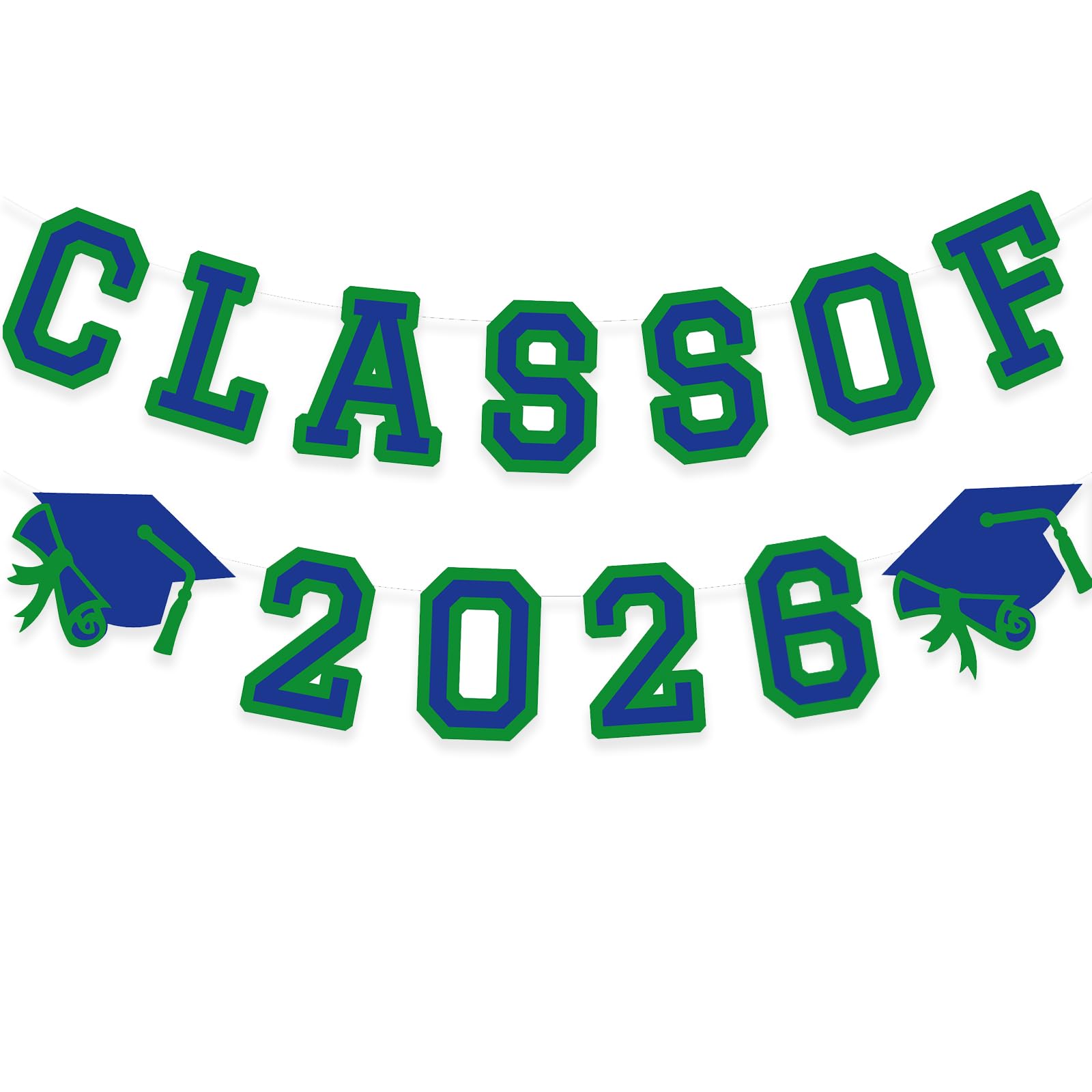 Class of 2026 Graduation Banner University College Grad Garlands Decoration Party Supplies High School Colors Blue Green