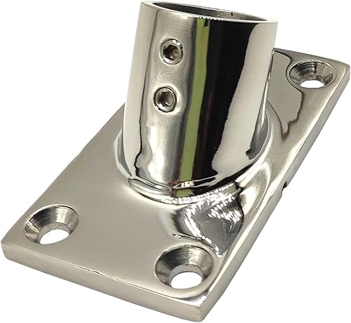 Miniatura 5 de Barandilla de cubierta de barco de 60 grados, base rectangular, acero inoxidable de grado marino 316 para tubo de 1 pulgada, paquete de 2 unidades