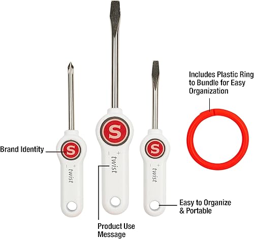 Miniatura 3 de SINGER Juego de destornilladores de 3 piezas - Incluye: 2 cabezales planos, 1 cabeza Phillips