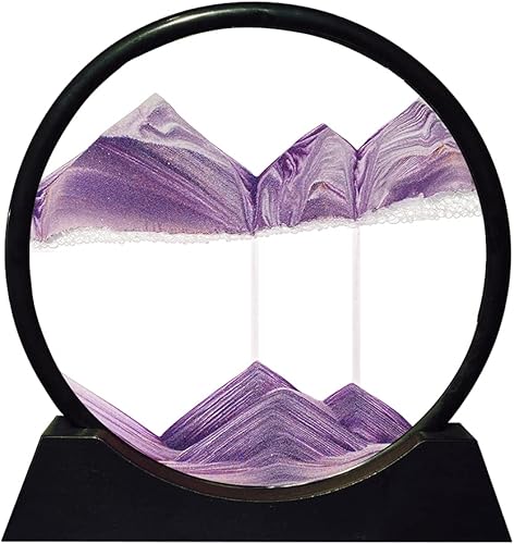 ANBOER - Marco redondo de vidrio con arena movediza diseño 3D de mar profundo, paisaje de arena relajante para escritorio, hogar, oficina, trabajo y