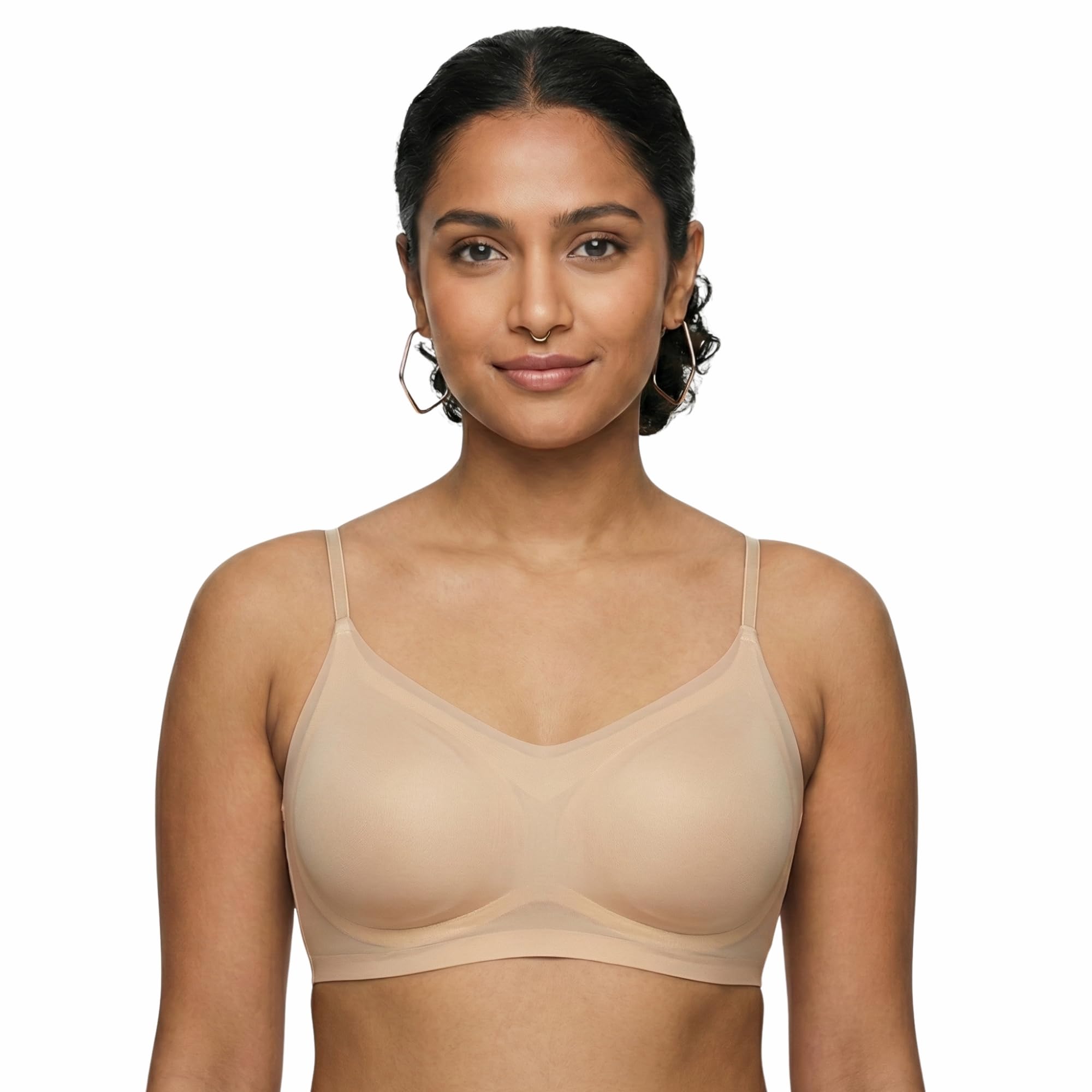 underflex Women’s Seamless Sports Bra Lightly Padded Bralette, Invisible T-Shirt Bra with Smoothing Beauty Back, Wireless Comfortable Ice Silk Lounge Bra-picture-45