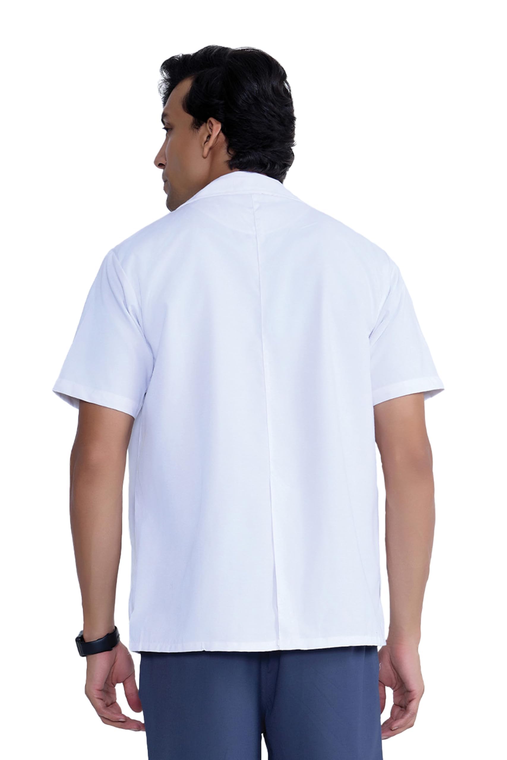 KNYA - Short sleeves short lab coat | Unisex | 3 Pocket | 100% Polyester | Perfect Fit | Anti Wrinkle | Lightweight | Durable (M, Short Sleeves) - Image 2 thumbnail