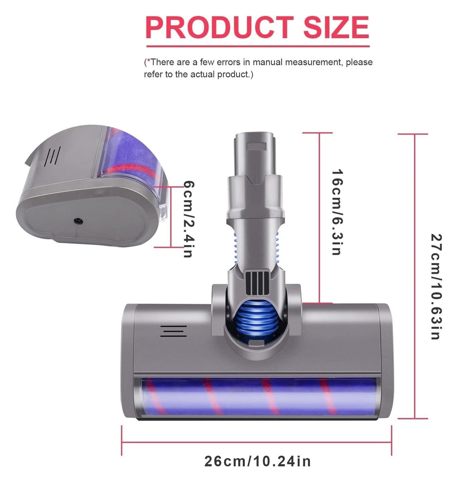 Herramienta de cabezal de cepillo de piso motorizado, compatible con Dyson, V6 DC58 DC59 DC61 DC62 Aspiradora Accesorios de cepillo de piso con cabezal de rodillo de barredora suave