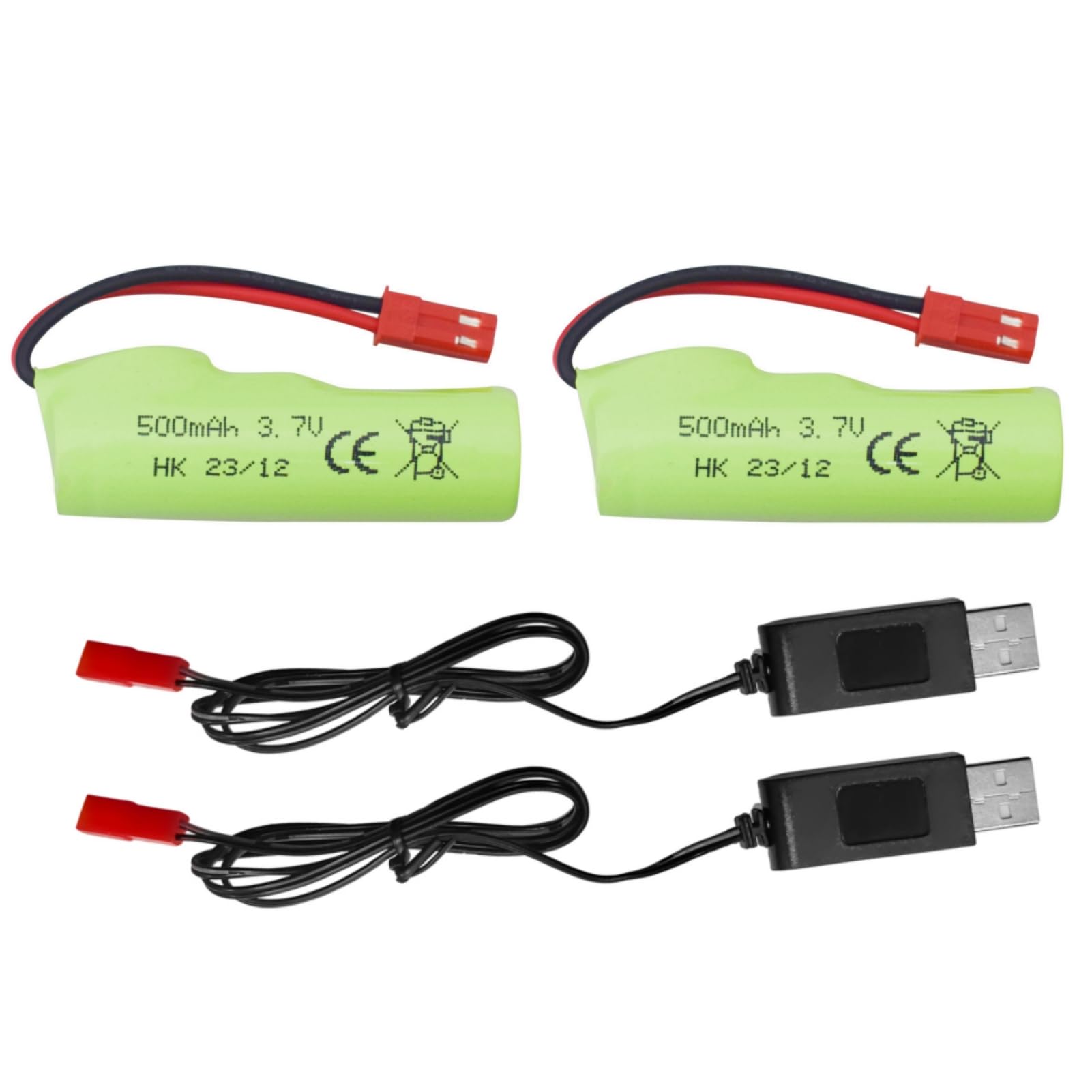 ZYGY 2pcs 3.7V 500mAh Li-ion Battery with USB Charging Cable for Huina 1337 1338 1516 1517 Remote Control Engineering Vehicle RC Remote Control Toy Car
