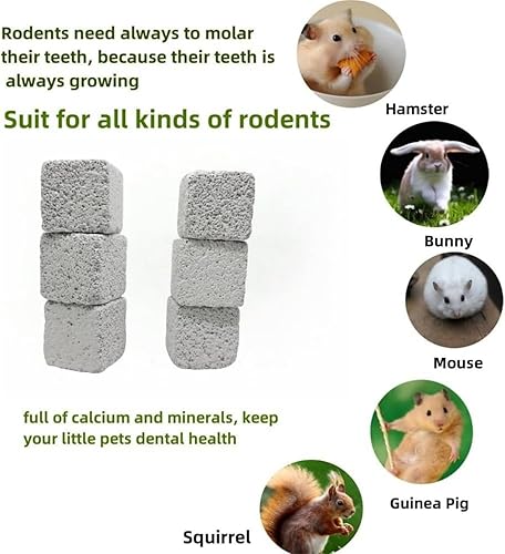 6 Pack Hamster Chew Stones,Rabbit Teeth Molar Grinding Stones,Guinea Pig Bunny Rabbit Chew Stones, Teeth Grinding Lava Block for Small Animal Chinchilla Bunny Rabbit - 3 cm (6 Cube)(6 Cube)