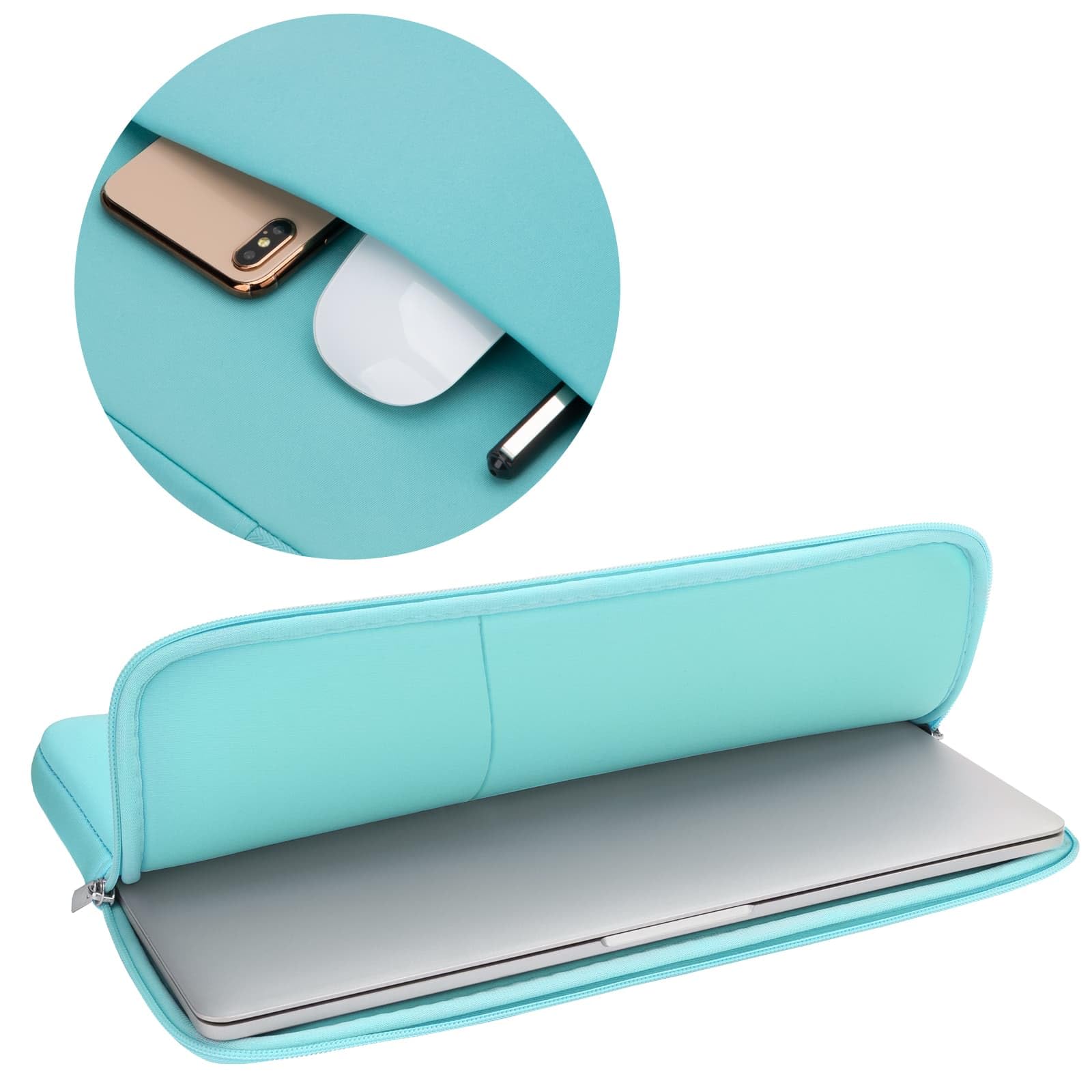 RAINYEAR 14 Pouces House Pour Ordinateur Portable Doublure Souple Tui De Transport Rembourré Compatible Avec 15 Pouces Macbook Air M2 M3 M4, 14 Pouces Notebook Ultrabook Chromebook(Bleu