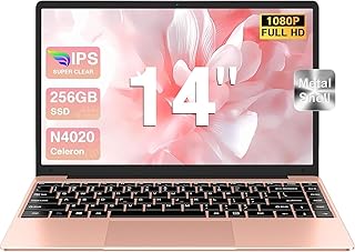 bvate Ordinateur Portable 14 Pouces 256 Go Win 11 N4020 Support Expansion 1 to SSD 1080P 2.4G+5G WiFi Mini HDMI & Souris sans Fil et Un Film de Clavier AZERTY pour Clavier -Gold-4