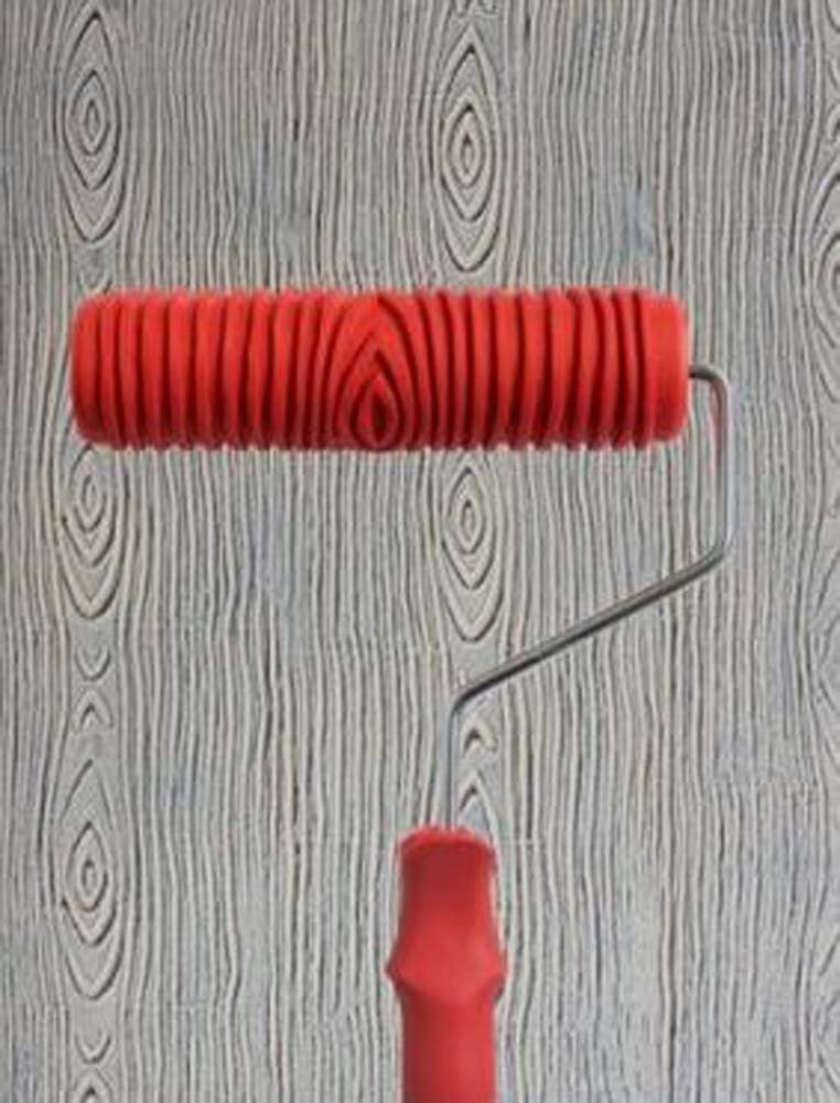 Tłoczony wałek malarski do malowania ścian, narzędzie dekoracji ściennych DIY, 17,5 cm, słoje drewna