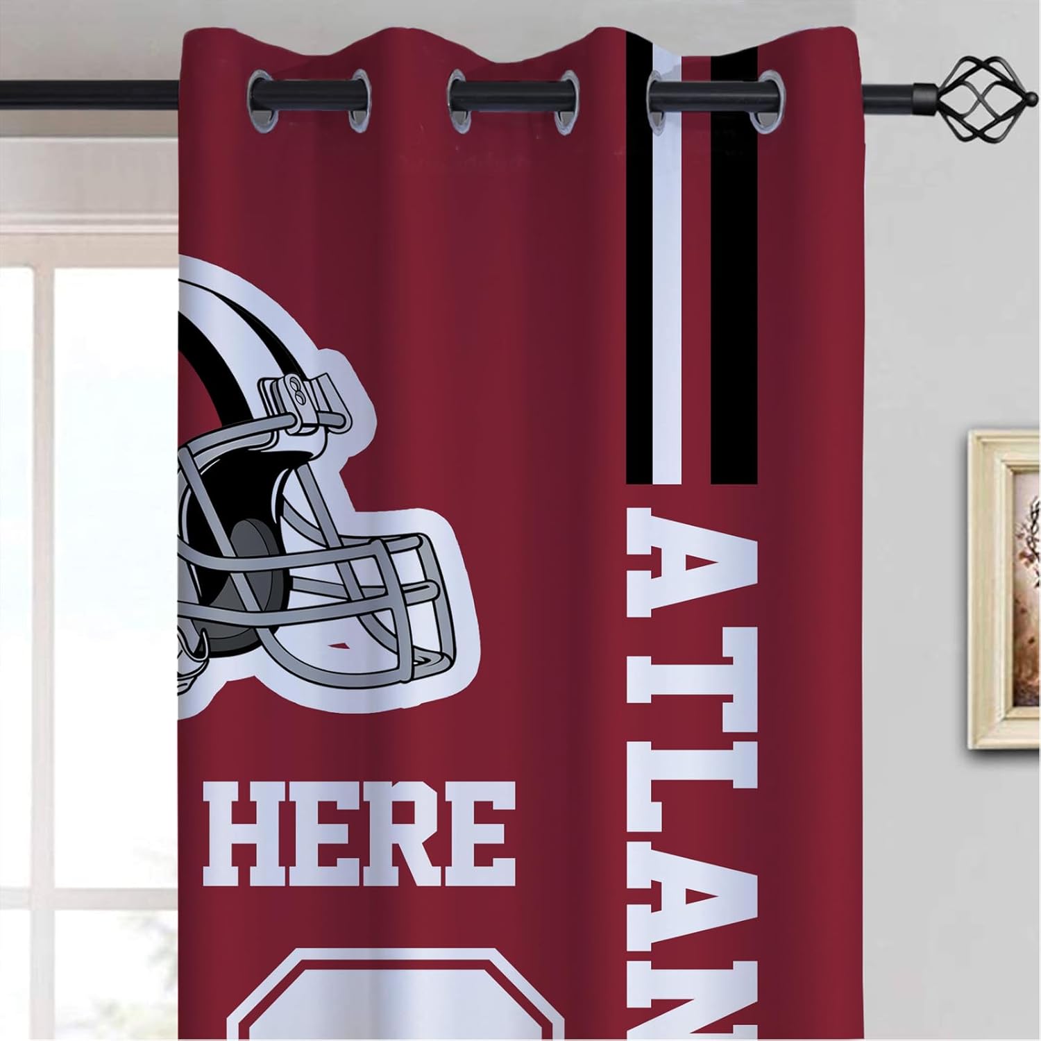 Custom Atlanta Blackout Curtains Personalized Curtains Set of 2 Panels Thermal Insulated Room Darkening Bedroom Curtains, Add Name and Number Customized Window Drapes for Living Room Decor