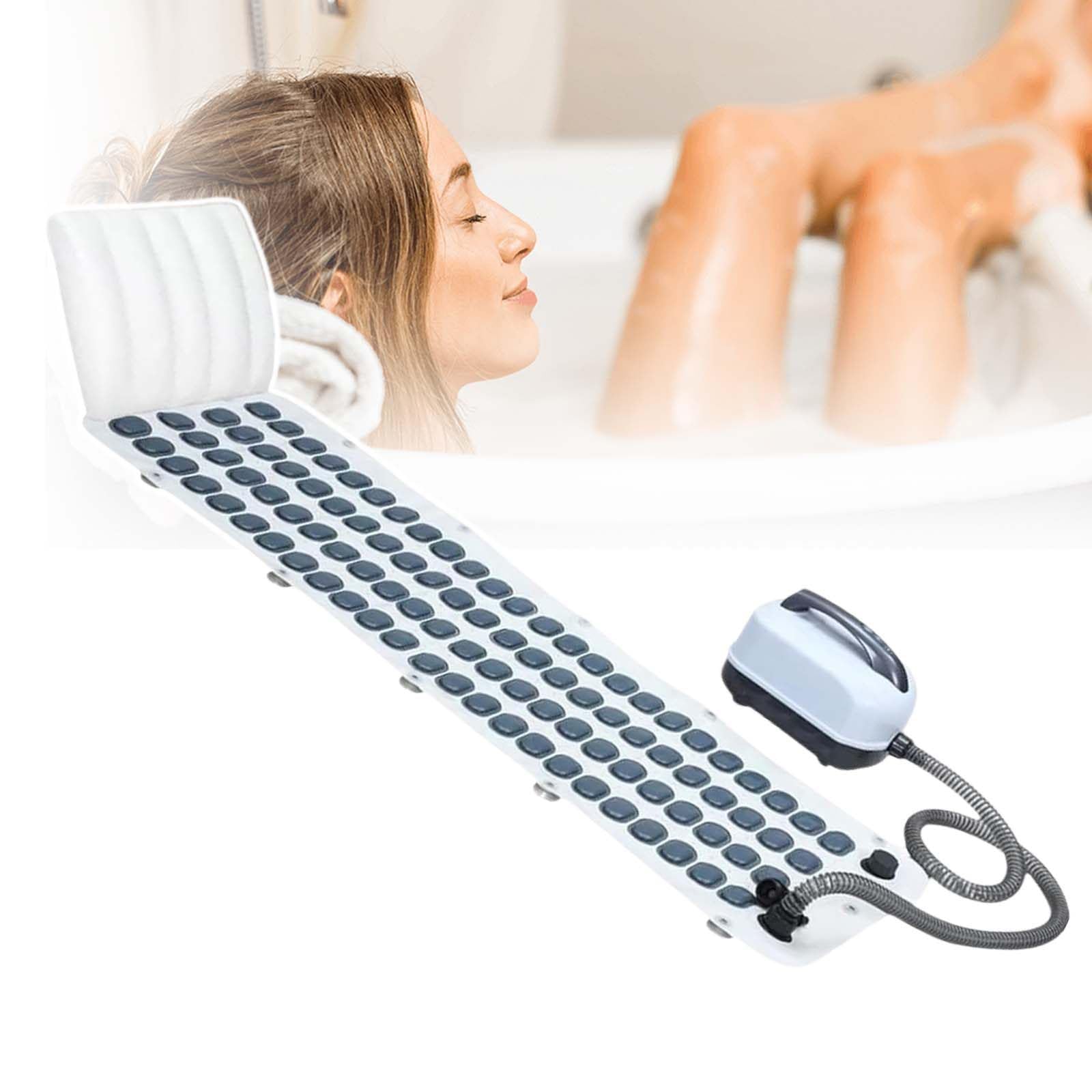 Alfombrilla de baño de masaje, diseño antideslizante impermeable con potente bomba de aire, ajuste de 6 velocidades para un mejor sueño, 114 cm de longitud, experiencia de spa perfecta en casa
