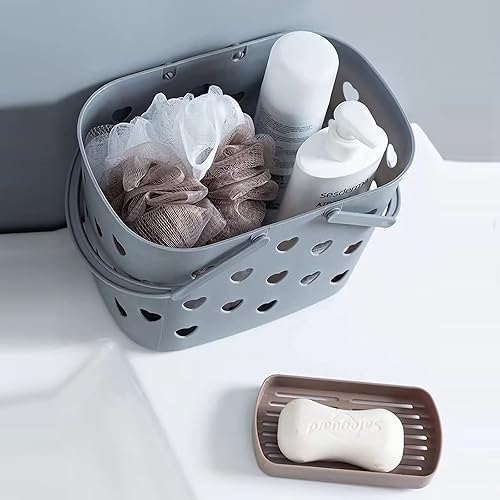 Miniatura 8 de Anyoifax Paquete de 2 cestas de almacenamiento portátiles de plástico con asa para baño, despensa, cocina, dormitorio universitario, garaje, juego