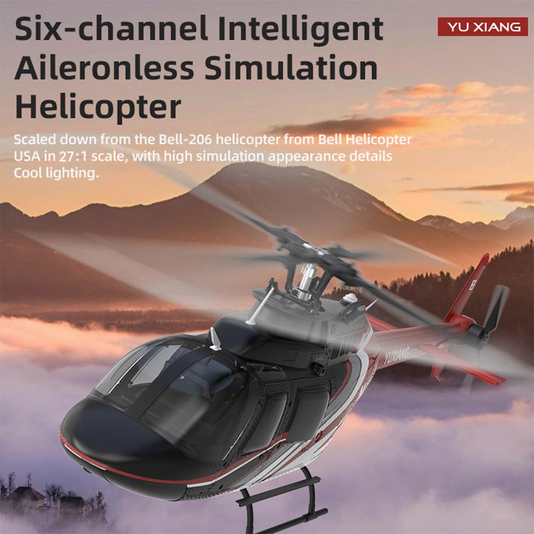 YU XIANG F08 Bell 206 RC helikopter, skala 1/27 2,4 G 6CH bezszczotkowy, model 3D/6G Flybarless z optycznym pozycjonowaniem przepływu, 6-osiowy żyroskop i jednoprzyciskowy odwrócony lot, prezent dla