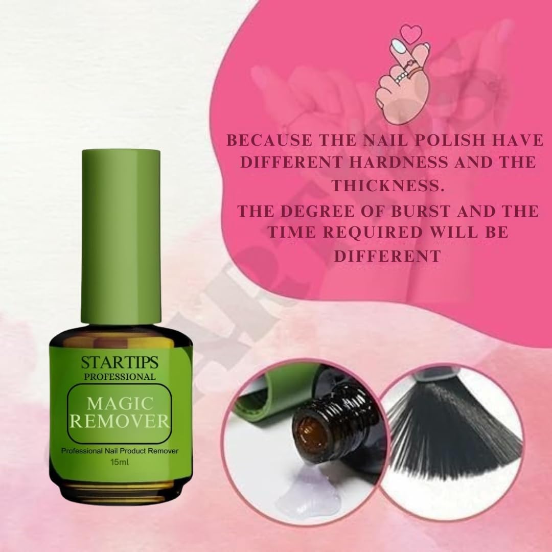STARTIPS Gel Nail Polish Remover Kit, No Need for Foil, Quick & Easy Polish Remover In 3-5 Minutes, No Need Soaking Or Wrapping (15 ML), Nail Art Kit For Women, DIY Nails At Home, Salon Finish at home. nail polish remover liquid - Image 2 thumbnail