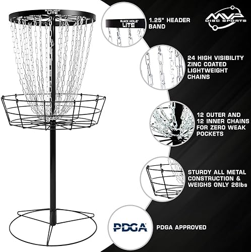 Miniatura 2 de MVP Disc Sports Black Hole Lite - Cesta de golf con disco de 24 cadenas