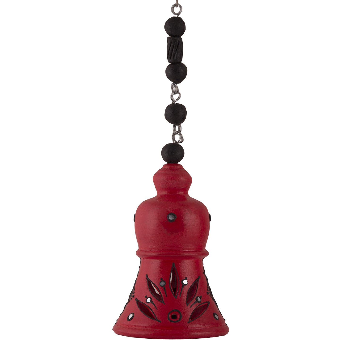 Terracotta Decorative Hanging Bell showpiece (Red, 12 inch)
