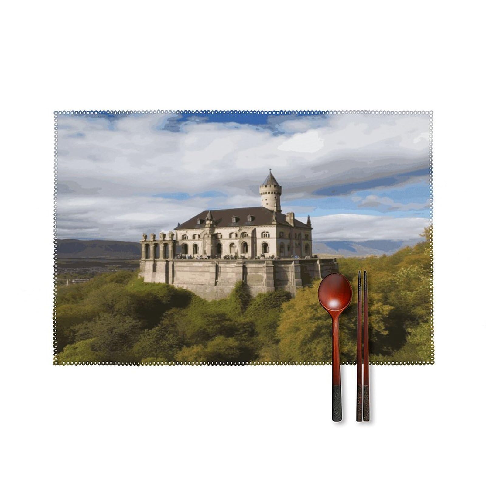Btcowzrv Style Historical Monuments Of Armenia Canvas Placemats Set Of 6, Wipeable Washable Place Mats For Indoor & Outdoor, Table Mat Decor For Kitchen Dining Party