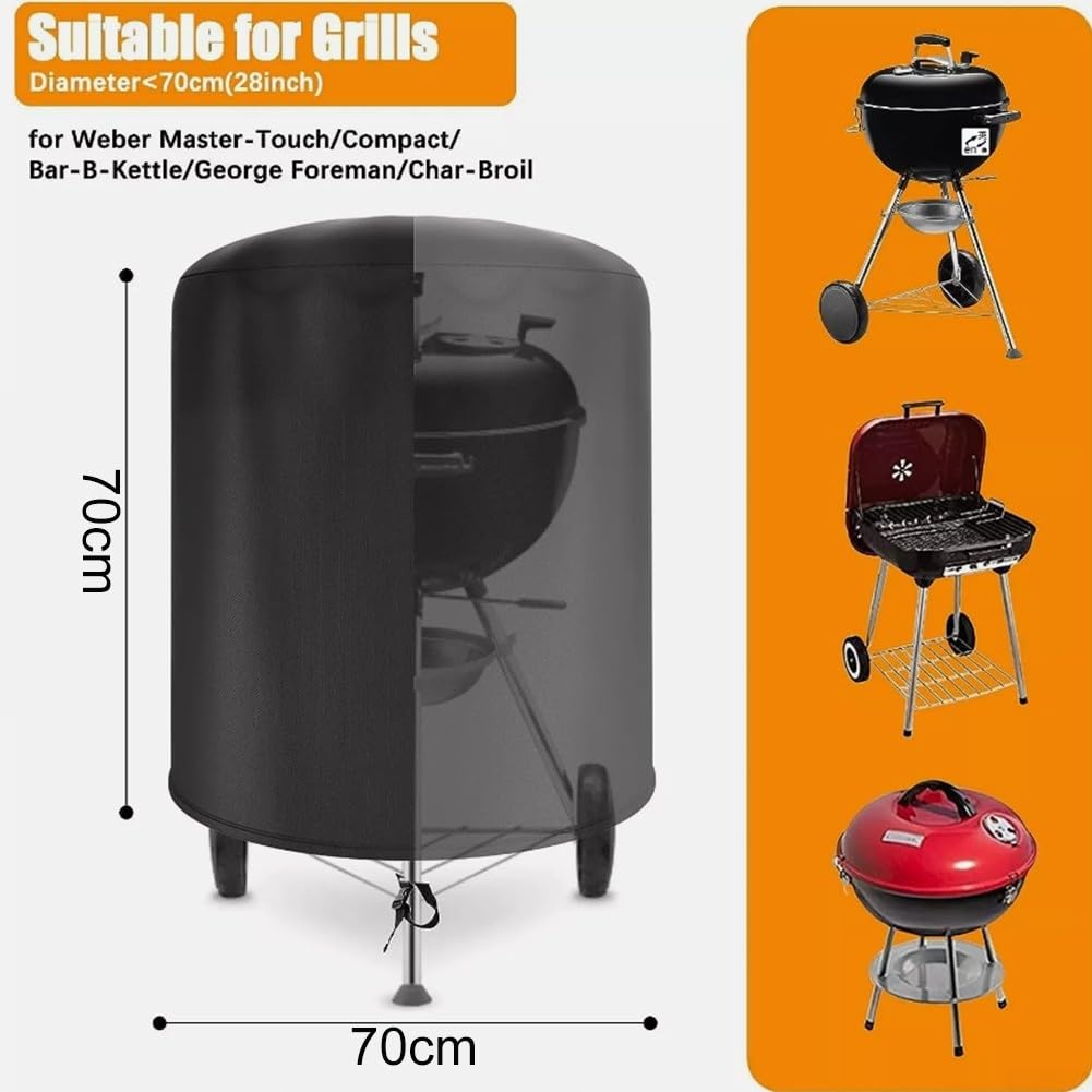 Eawfgtuw Grillabdeckung Rund 70x70cm - Wasserdichte Schutzhülle Für Weber Kugelgrill | Oxford Material