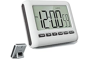 Magnetic Digital Kitchen Wall Clock with Timer and 12/24 Hour Format