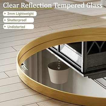 Amazon.com: VooBang 24 inch Round Bathroom Mirror, Gold