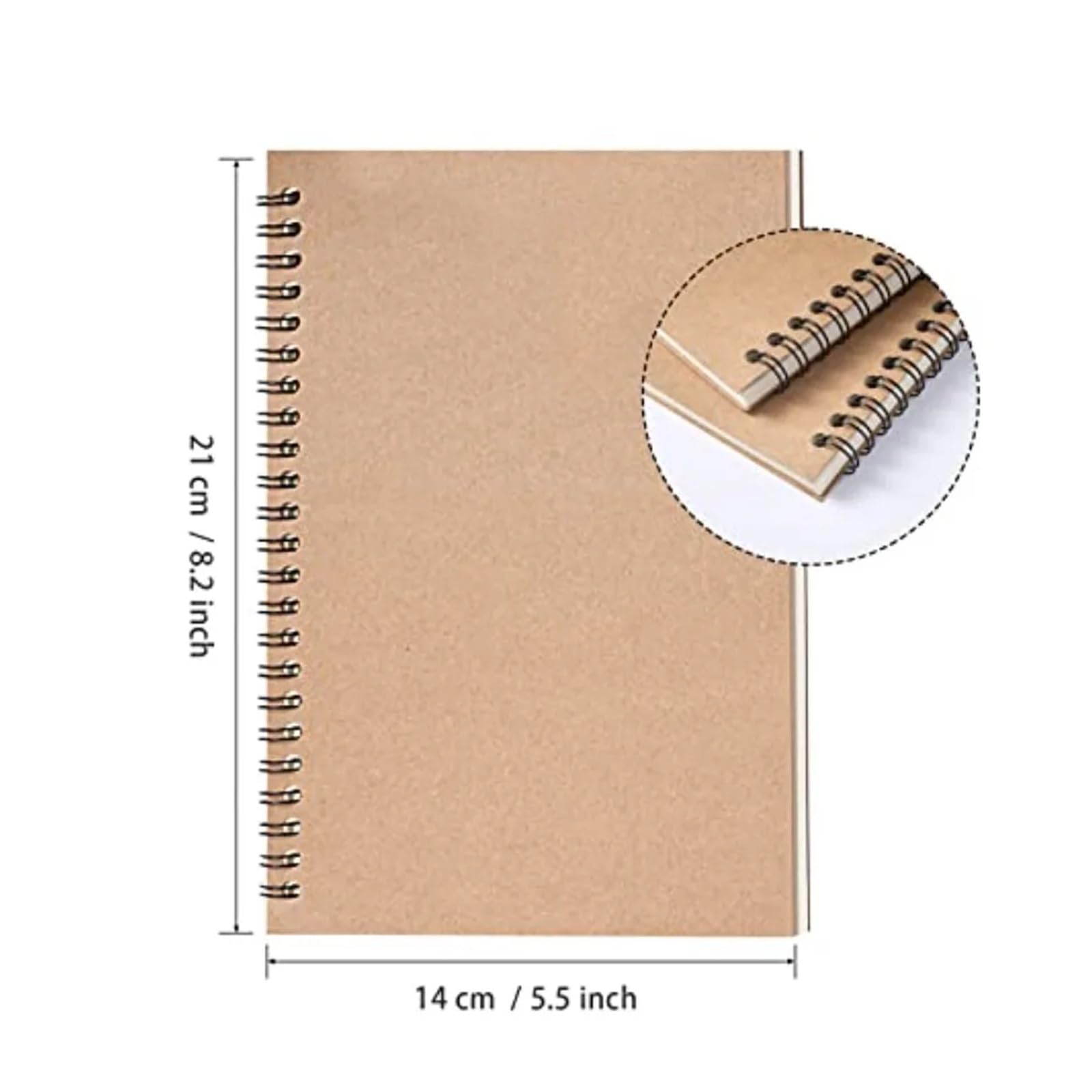 48-pakowy notatnik spiralny A5, masowy, calowy, w twardej oprawie, w linie, dziennik podróżny(Brown)