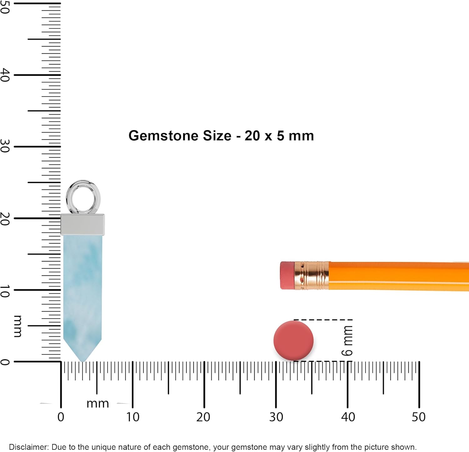 20x5mm Square Shape Natural Gemstone Pendant Necklace for Women | Birthstone Jewelry Gifts for Her Birthday, Anniversary, Graduation (Bezel-Set) - Image 4